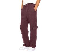 Mens Fleece Lined Cargo Joggers Winter Thermal Scruffs Workwear Trousers Elastic Waist Drawstring Sweatpants Multi-Pocket Wide Leg Pants Heavy Duty Casual Pant for Cold Weather 3XL Wine