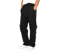 Mens Fleece Lined Cargo Joggers Winter Thermal Scruffs Workwear Trousers Elastic Waist Drawstring Sweatpants Multi-Pocket Wide Leg Pants Heavy Duty Casual Pant for Cold Weather S Black