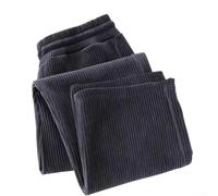 Men's Fleece Lined Corduroy Pants Thickened Casual Straight Trousers with Elastic Waistband for Comfortable Everyday Wear (L Grey)