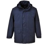 Portwest S523 Oban Winter Jacket Fleece Lined Stud Front Opening Waterproof | Navy, Small, EN 343 Class 3:1, EN 342, Classic Fit, Thermal Insulation, Pack Away Hood, Hook and Loop Cuffs