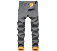 Men's Fleece Lined Jeans Jean Pants Winter Sherpa Thick Trousers with Pockets Male Casual Thermal Autumn Jeans with Fleece Lining Thicken Jean Workwear for Activities Grey 30