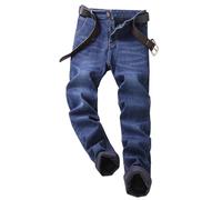 Men's Fleece Lined Jeans Jean Pants Winter Sherpa Thick Trousers with Pockets Mens Slim Fit Teddy Autumn Jeans with Fleece Lining Thicken Jean Workwear for Activities Light Blue