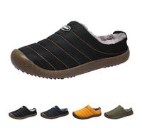 Mens Fleece Lined Memory Foam Slippers Mens Closed Back Slippers Non-Slip Memory Foam Slipper Warm Moccasin Slipper With Fluffy Lining Indoor Outdoor Wear Sliders For Cold Weather Soft House Shoes
