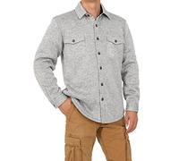Men's Fleece Lined Shirt Jackets Heavyweight Sherpa Button Up Waffle Termal Shirts with Pockets, Grey, XXL