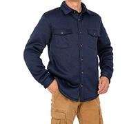 Men's Fleece Lined Shirt Jackets Heavyweight Sherpa Button Up Waffle Termal Shirts with Pockets, Navy, Large