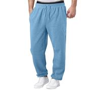 Mens Fleece Lined Sweatpants Wide Straight Leg Pants Bottom Sweatpants Joggers Pants Workout High Waisted Yoga Pants with Pockets Size 50 Pants for Men Light Blue