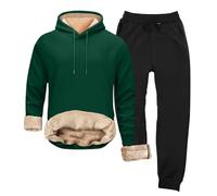 Mens Fleece Lined Tracksuit Men Winter Track Suit Sherpa Lined Tracksuits Thermal Warm Sweatsuit Hooded Jumper & Elasticated Waist Jogging Bottoms Casual Sportswear Activewear Tracksuits Set