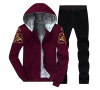 Men'S Fleece Lined Tracksuit Set, Warm Hoodie And Joggers, Winter Thermal Sportswear, Soft Sherpa Lining Athletic Suit, Casual Zip-Up Sweatshirt And Pants, Insulated Jogging Outfit