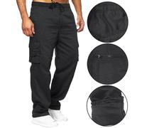 Mens Fleece Lined Trousers Thermal Elasticated Cargo Combat Walking Hiking Pants