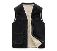 Mens Fleece Lined Waistcoat Warm Winter Sleeveless Jacket, Sherpa Lining Thermal Gilet with Full Zip High Collar, Outdoor Workwear Bodywarmer with Pockets, Durable Stitching, Comfortable Fit