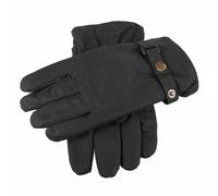 Men's Fleece-Lined Waxed Cotton Gloves - BLACK / S