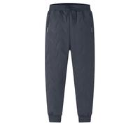 Men's Fleece-Lined Winter Joggers Pants Trousers- Thermal Wool-Look Sweatpants with Drawstring Zipper Pockets, Windproof Polyester for Skiing & Outdoor Sports (Sizes L-7XL) Grey