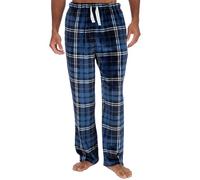Men's Fleece Lounge Pants Pyjama Bottoms - PJ Sleepwear Nightwear Check Design Warm Winter Comfortable Cosy Soft Flannel Pyjamas (Blue Check, XL)