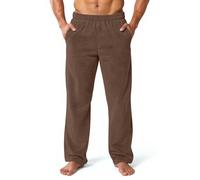 Mens Fleece Lounge Pants Ultra-Soft Plush Pajama Bottoms with Elastic Waist & Pockets, Warm Fuzzy Sleepwear Trousers for Winter, Cozy Loungewear for Home & Sleep Light Brown