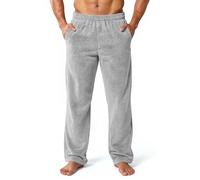 Mens Fleece Lounge Pants Ultra-Soft Plush Pajama Bottoms with Elastic Waist & Pockets, Warm Fuzzy Sleepwear Trousers for Winter, Cozy Loungewear for Home & Sleep Light Gray