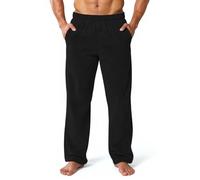 Mens Fleece Lounge Pants Ultra-Soft Plush Pajama Bottoms with Elastic Waist & Pockets, Warm Fuzzy Sleepwear Trousers for Winter, Cozy Loungewear for Home & Sleep Black