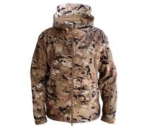 Mens Fleece Outdoor Soft Hardshell Jacket Solid Color Camouflage Windproof Rain Proof Jacket Plus Size Men, Camouflage, XL
