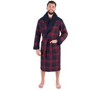 Men's Fleece Robe Sherpa Lined - Wine and Navy XXL