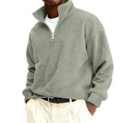 Mens Fleece Sweatshirt Winter Microfleece Warm Sweatshirts Long Sleeve Soft Jumpers Standing Collar 1/4 Zipper Sweater Pullover Vintage Work Sweaters Mens Spring Autumn Thermal Casual Hoodless Tops
