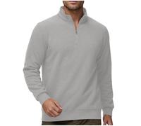 Mens Fleece Sweatshirts Thick Warm 1/4 Zip Pullover Plain Long Sleeve Jumpers Thermal Stand Collar Tops Outdoor Hiking Skiing Running Pullover Size S-3XL