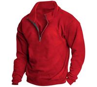 Mens Fleece Tops Mens Half Zip Pullovers 5XL Mens t Shirt Fall Sweaters for Men Trendy Winter Cycling Jacket red Zip up Hoodie Christmas Jumpers for Men 3XL Long Puffer Coat Men (Red, L