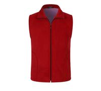 Men's Fleece Vest, Zip Front Comfortable Warm Collared Gilet with Side Pockets, Sleeveless Jacket, Lightweight Warm Gilet for Outdoor Hiking, Camping (Watermelon Red, XXL)
