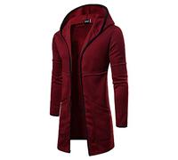 Mens Fleece Zip Up Hoodie Y2K Jumpers s for His Dating Hooded Trench Fashion Mens Blouse Long Cardigan Solid Jacket Outwear Sleeve Coat Men's Coats Jackets Outlet Clearance Uk