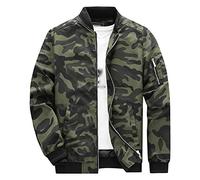 Men's Flight Bomber Jackets Camo Waterproof Rain Coat Jacket Lightweight Windbreaker Spring Fall Full Zip Active Coats (Armygreen,L)