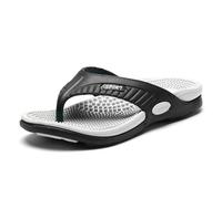 Mens Flip-Flop Anti-Slip Lightweight Beach Slippers Solid Color House Shoes For Men Uk Utilitarian Breathable Sporty Slipper Comfy Flat Bathroom Shoe Work From Home Indoor Slippers