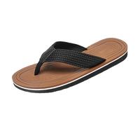 Mens Flip Flops Thong Sandals Soft Canvas Strap Lightweight Water Shoes Open Toe Comfort Summer Beach Slippers for Pool Showers Dorms Indoor Outdoor Anti-Slip Footwear Gift Size 8.5 UK 001_Brown