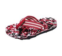 Men's Flops Flat Lightweight On Comfortable Camouflage Pattern Beach Slippers Country Shoes Men Winter, red, 11 UK