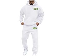 Men's Floral 2 Piece Tracksuit Hoodie Top Sportswear Long Sleeve Hoodie Pants Sportswear Jogging Suit Two-Piece Sweatsuits Active Sets Solid Patchwork Warm Sports Suit White