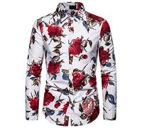 Mens Floral Printed Shirt Long Sleeve Fancy Rose Flower Print Casual Button Down Shirts for Men's rose print long sleeve shirt Mens Floral Shirt Casual Button Down Long Sleeve Flower Printed Shirt