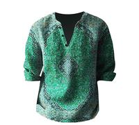 Men'S Floral Printed Shirt, Patterned Button Down Long Sleeve Funky Hawaiian Shirts Mens Cotton Long Sleeve Slim Fit Henley Shirt Linen Cotton T Shirts