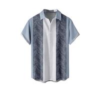 Men's Floral Shirts Button Down Tropical Holiday Beach Shirts Casual Men Summer Light Blue