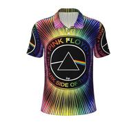 Mens Floyd Rock Band Pink Music Polo Shirts Short Sleeve Golf T Shirt UPF 30+ Collared 3-Button Moisture Wicking Casual Workout Regular Fit Print Summer Classic