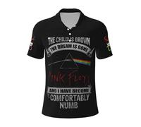 Mens Floyd Rock Band Pink Music Polo Shirts Short Sleeve Golf T Shirt UPF 30+ Collared 3-Button Moisture Wicking Casual Workout Regular Fit Print Summer Classic