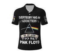 Mens Floyd Rock Band Pink Music Polo Shirts Short Sleeve Golf T Shirt UPF 30+ Collared 3-Button Moisture Wicking Casual Workout Regular Fit Print Summer Classic