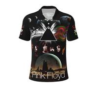 Mens Floyd Rock Band Pink Music Polo Shirts Short Sleeve Golf T Shirt UPF 30+ Collared 3-Button Moisture Wicking Casual Workout Regular Fit Print Summer Classic