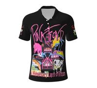 Mens Floyd Rock Band Pink Music Polo Shirts Short Sleeve Golf T Shirt UPF 30+ Collared 3-Button Moisture Wicking Casual Workout Regular Fit Print Summer Classic