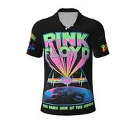Mens Floyd Rock Band Pink Music Polo Shirts Short Sleeve Golf T Shirt UPF 30+ Collared 3-Button Moisture Wicking Casual Workout Regular Fit Print Summer Classic