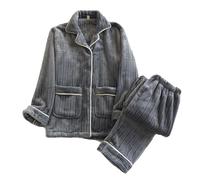 Men's Fluffy Pyjamas Set Fleece Tops Lounge Pants Loose Plush Fuzzy Sleepwear 2 Piece Pjs Sets Winter Warm Flannel Loungewear Teddy Cosy Nightwear Sherpa Thicken PJ Set