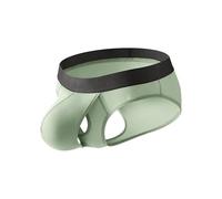 Men's Fly Pouch Boxers Briefs Breathable Ball Bulge Separated Trunks Underwear Sexy Front Open Thongs Panties (Light Green,L)