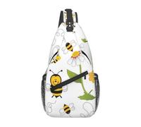 Men's Flying Bees Daisy Honey Print Crossbody Sling Bag - Adjustable Strap Breathable Shoulder Backpack with Multi Pockets for Running Hiking Daily Commute Outdoor Use