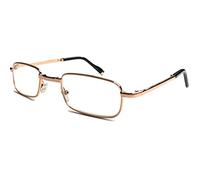 Men's Foldable Metal Reading Glasses/Comfort Arms + Easy-Hold Shell Case R240 (1 pcs Gold, +2.25 Magnification)