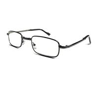 Men's Foldable Metal Reading Glasses/Comfort Arms + Easy-Hold Shell Case R240 (1 pcs Gun Metal, +3.00 Magnification)