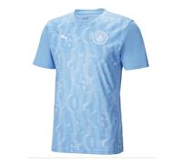 Men's Football Shirt Light Blue 2024-2025 Man City Pre-Match Short Sleeve Tee