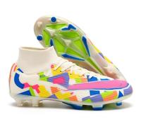 Mens Football Shoes Spike High Top Football Boots Youth Outdoor Turf Trainers Cleats Soccer Shoes Cleats Boys Professional Athletic Sneaker (Rainbow-1-T, 3.5UK)