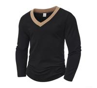 Men's for Slim Fit V-Neck Long Sleeve T-Shirt Casual for top | for Soft polyester fabric, lightweight feel, breathable texture, easy care wash, durable build