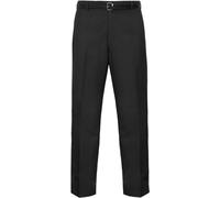 Mens Formal Belted Pants Smart Casual Business Executive Office Work Home Straight Leg Flat Front Trouser Dress Pants Sizes UK 30 to 50 Inches, Black-30W / 29L